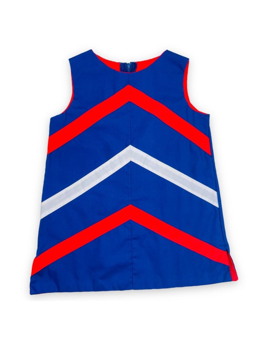 Vintage Yardbritches Girls Red White & Blue USA Sleeveless Shirt Dress 4 - 5